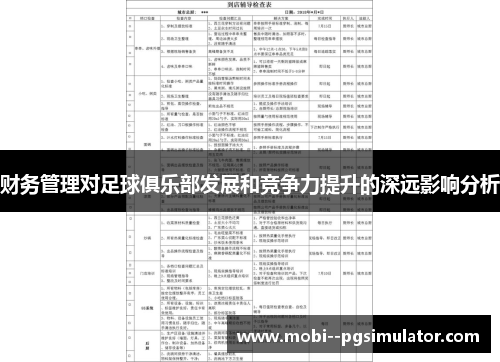 财务管理对足球俱乐部发展和竞争力提升的深远影响分析